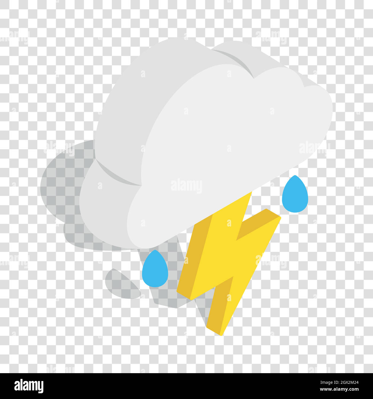 White cloud with lightning and rain drops icon Stock Vector Image & Art ...
