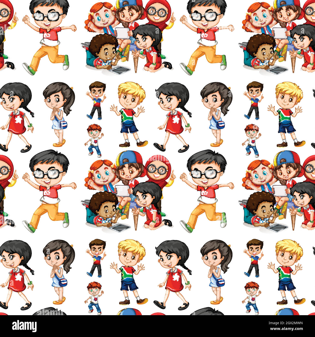 Seamless background with boys and girls Stock Vector Image & Art - Alamy