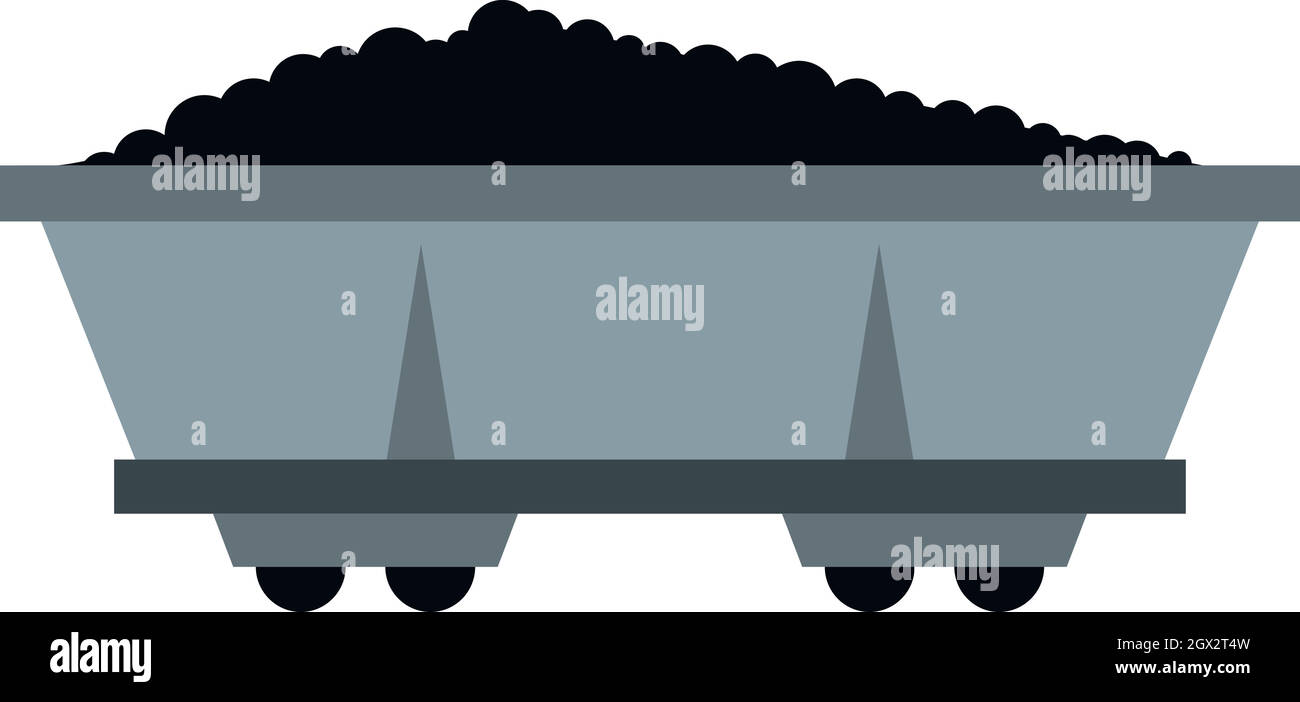 Coal trolley icon, flat style Stock Vector