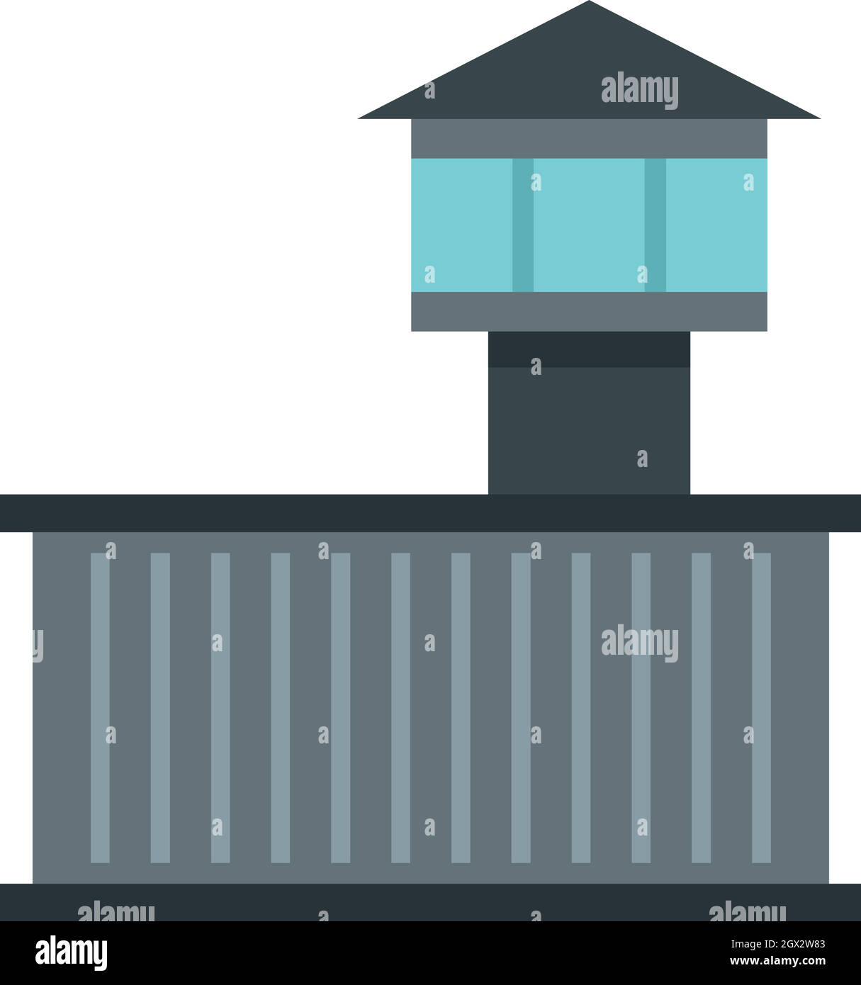 Prison tower icon, flat style Stock Vector