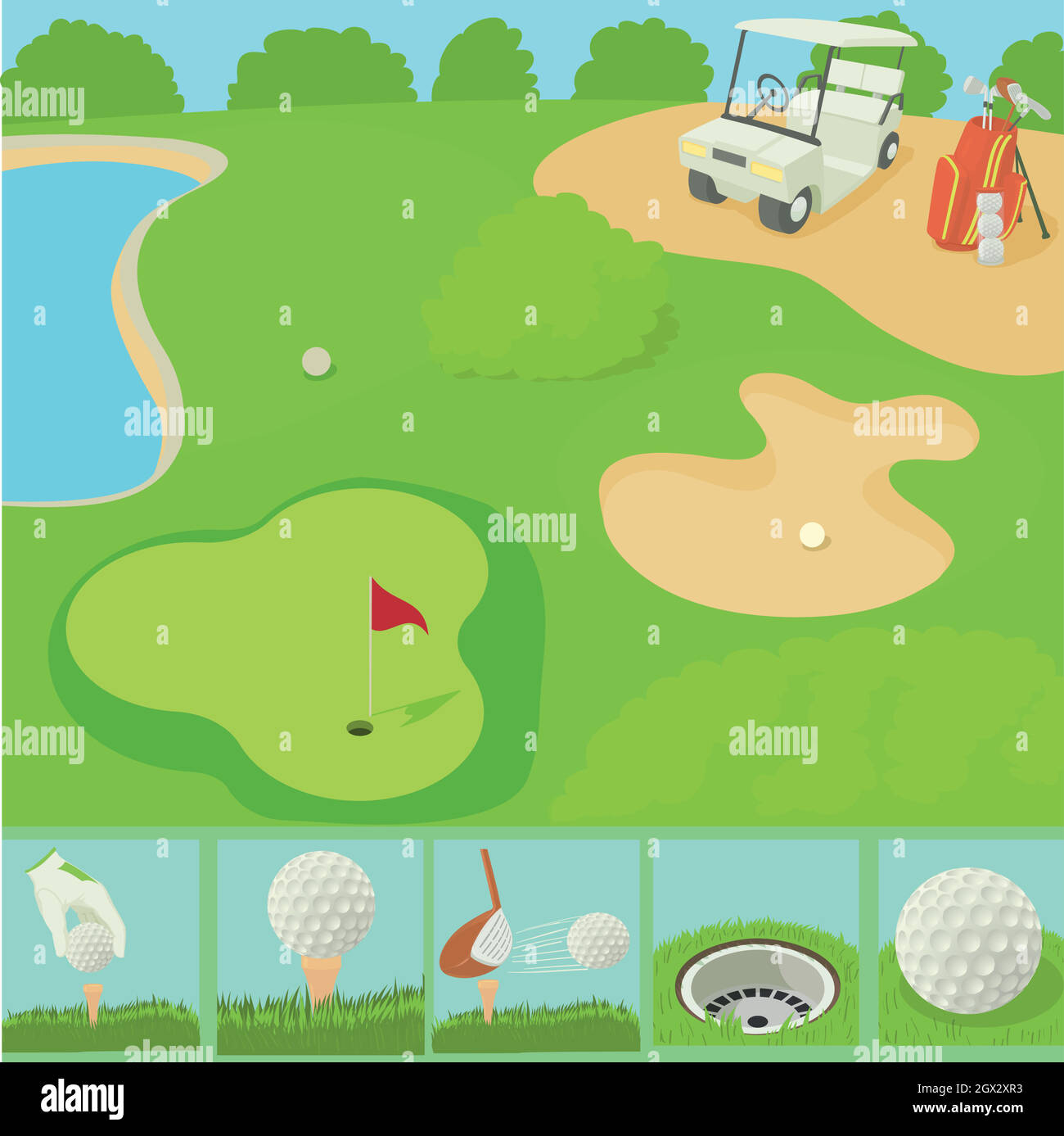 Golf field concept, cartoon style Stock Vector Image & Art Alamy