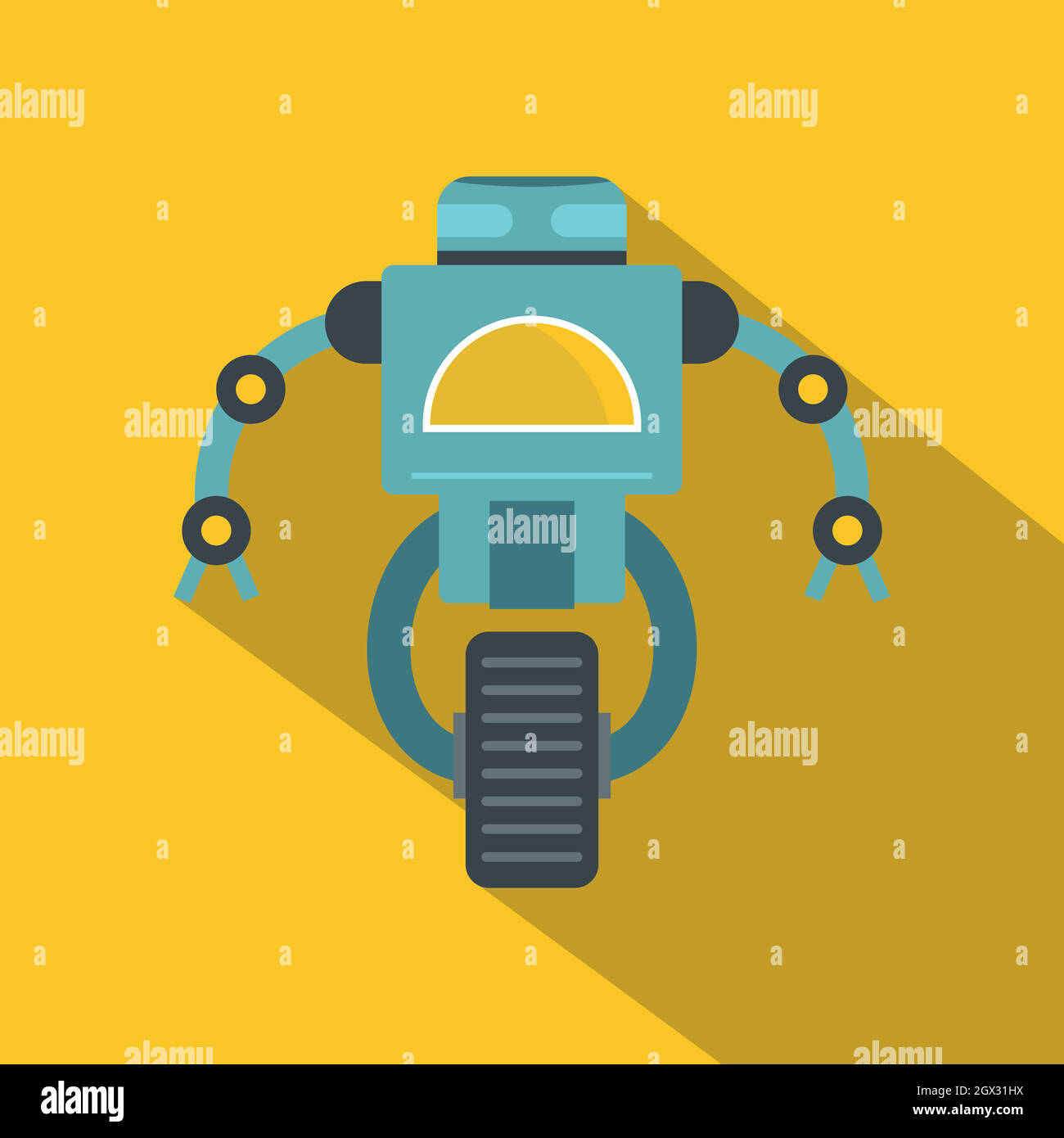 Blue cyborg on wheel icon, flat style Stock Vector Image & Art - Alamy