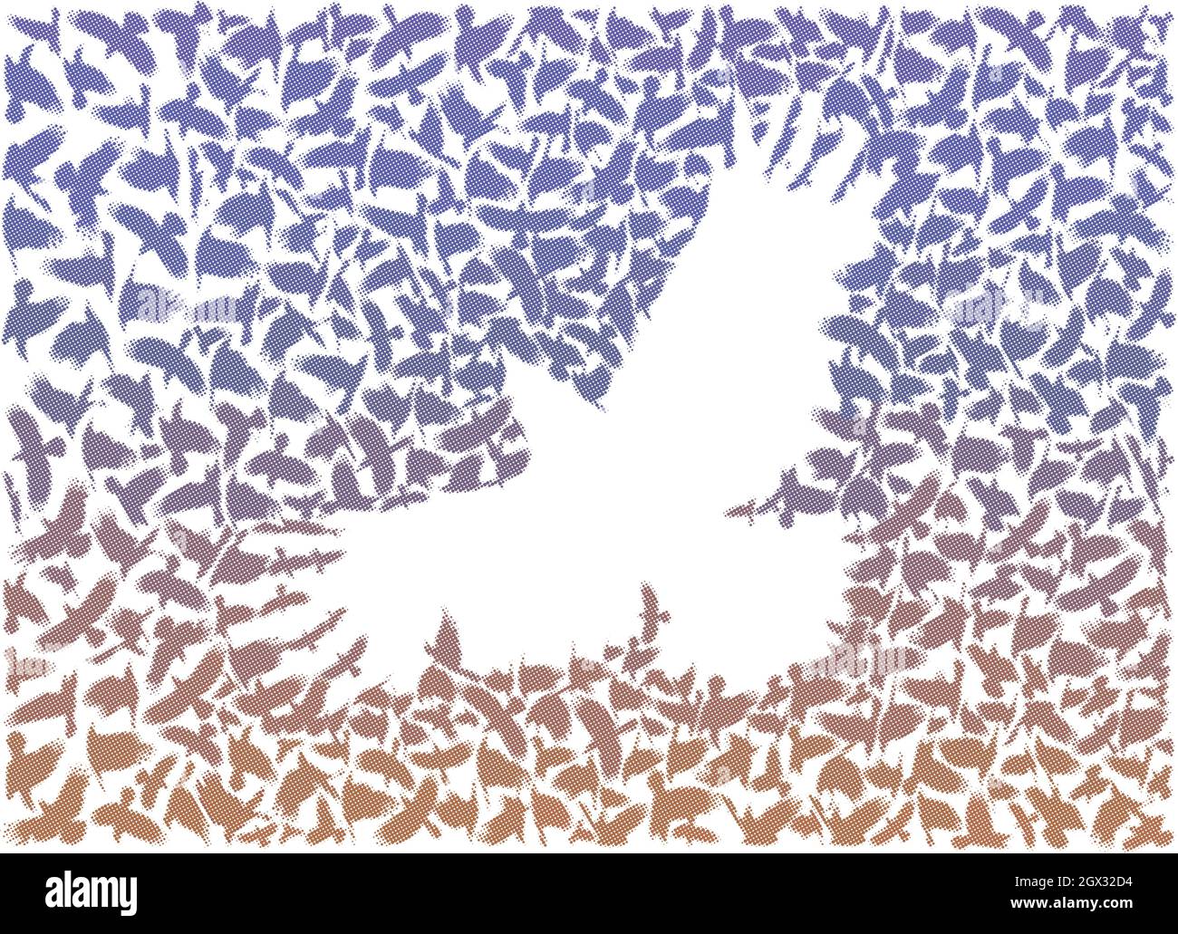 Raven from a Flock of flying ravens Stock Vector
