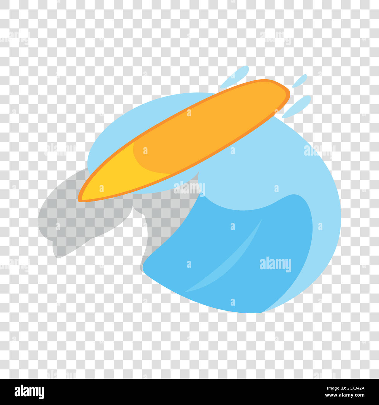 Surfboard with wave isometric icon Stock Vector