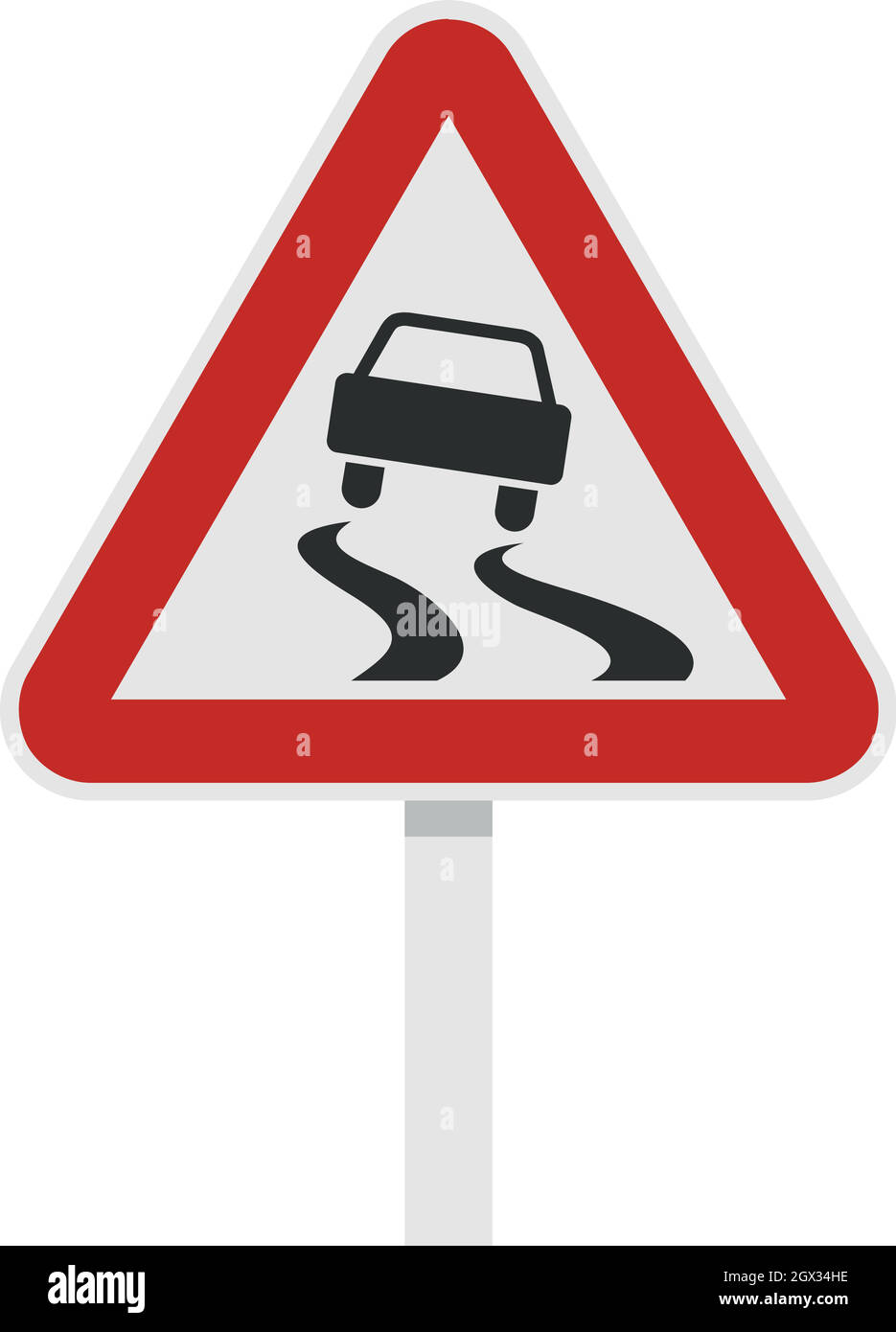 Slippery when wet road sign icon, flat style Stock Vector Image & Art