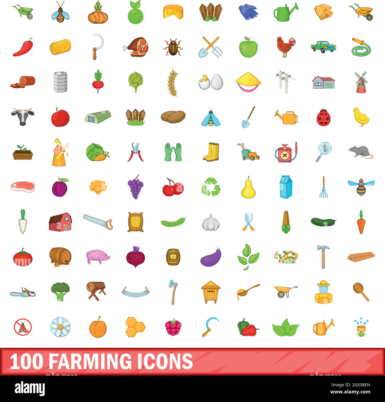 100 farming icons set, cartoon style Stock Vector Image & Art - Alamy