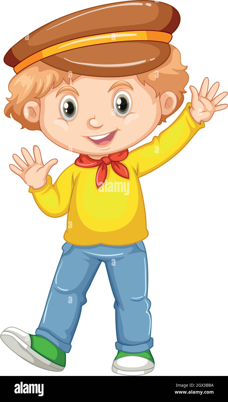 Cute boy waving hand Stock Vector