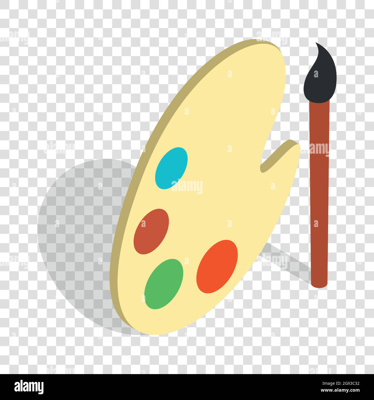 Art palette with paints and brush isometric icon Stock Vector
