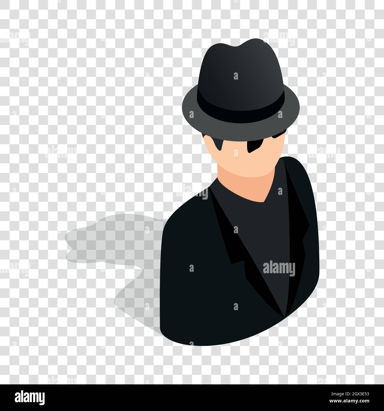 Man in black sunglasses and black hat isometric Stock Vector