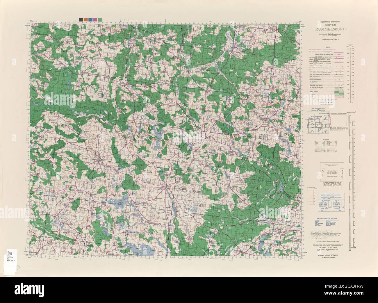 MAP CENTRAL EUROPE RUMMELSBURG 1944 Stock Photo