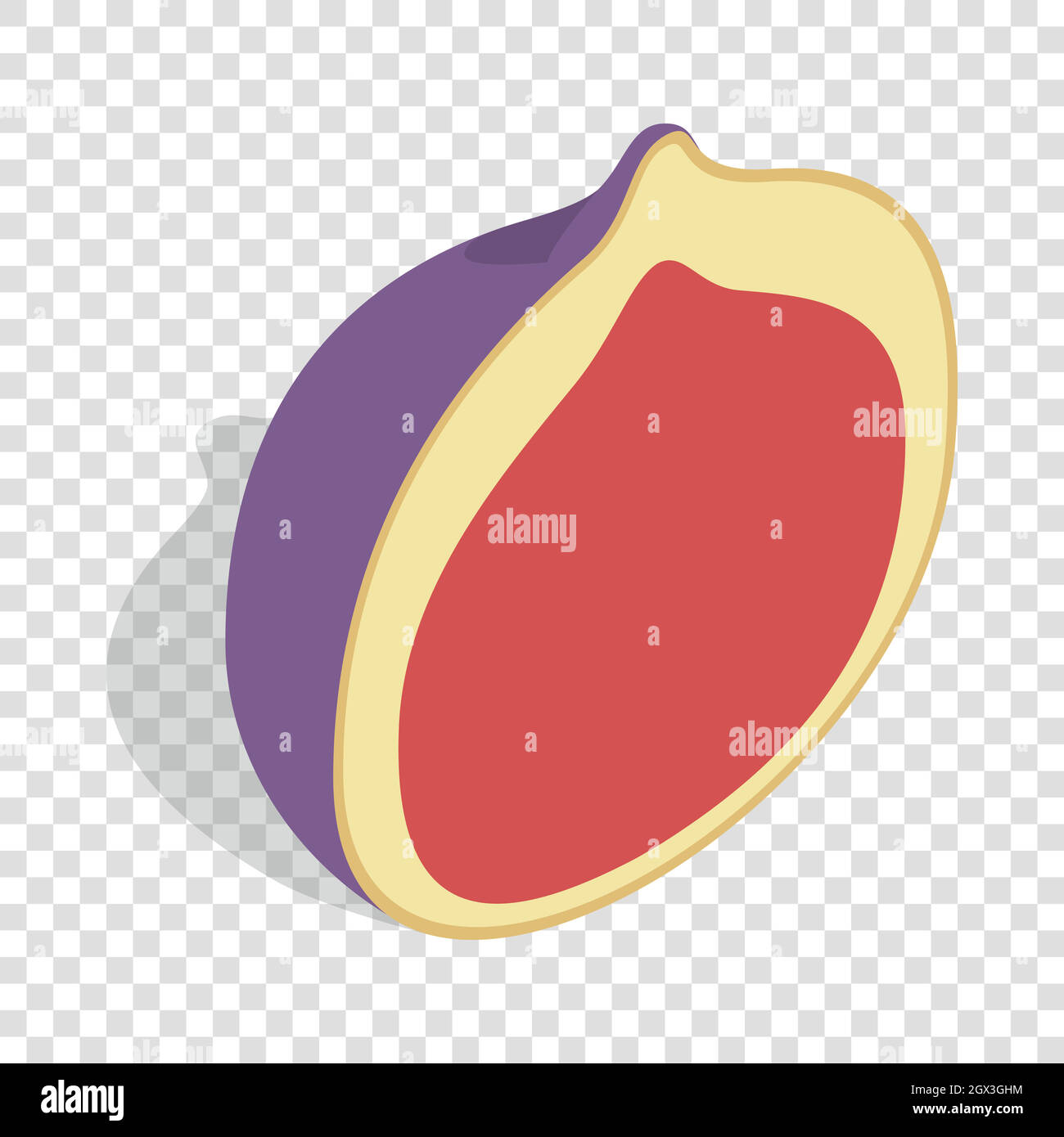 Half of fig fruit isometric icon Stock Vector