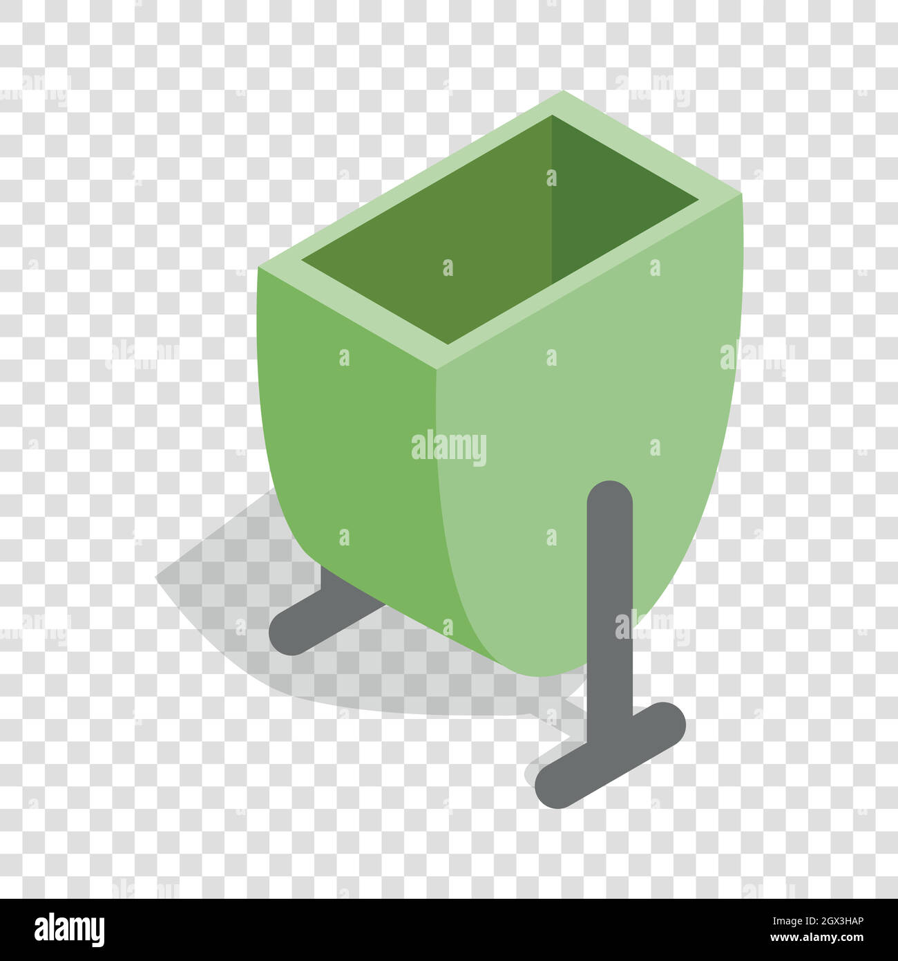 Green trash outdoor bin isometric icon Stock Vector
