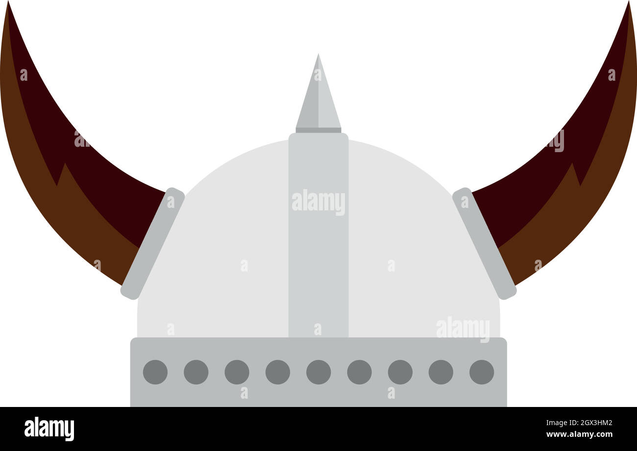 Viking helmet icon, flat style Stock Vector
