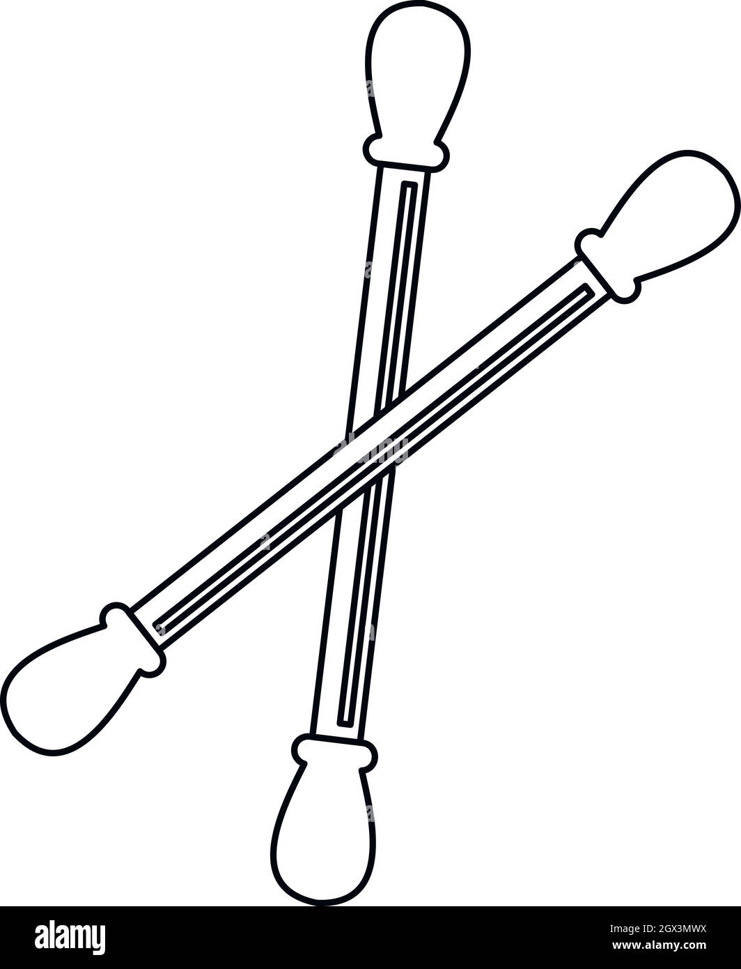 Cotton sticks icon, outline style Stock Vector