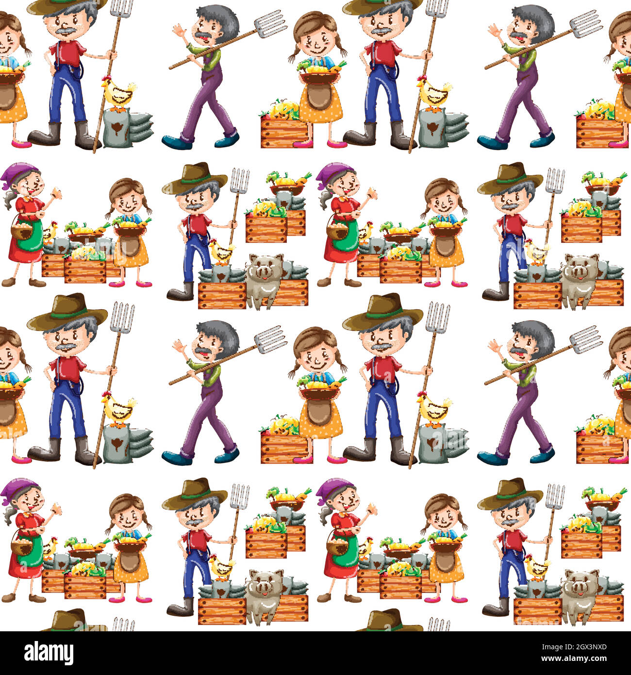 Seamless background design farmer Stock Vector Images - Alamy