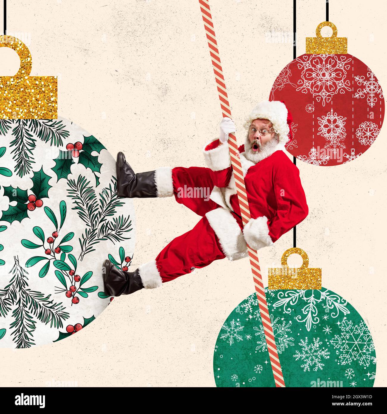 Christmas Art 2022 Emotional Santa Claus Congratulating With New Year And Christmas 2022,  Contemporary Art Work Stock Photo - Alamy