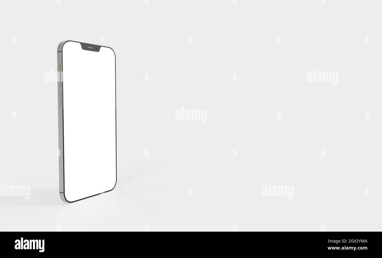 Modern frameless smartphone mockup with copyspace isolated on a white ...