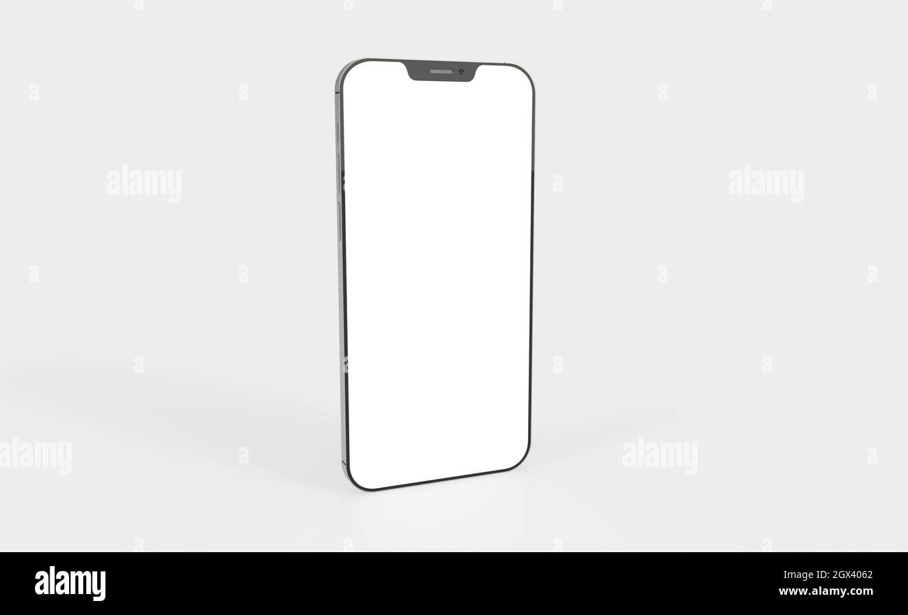 Modern frameless smartphone mockup with copyspace isolated on a white ...