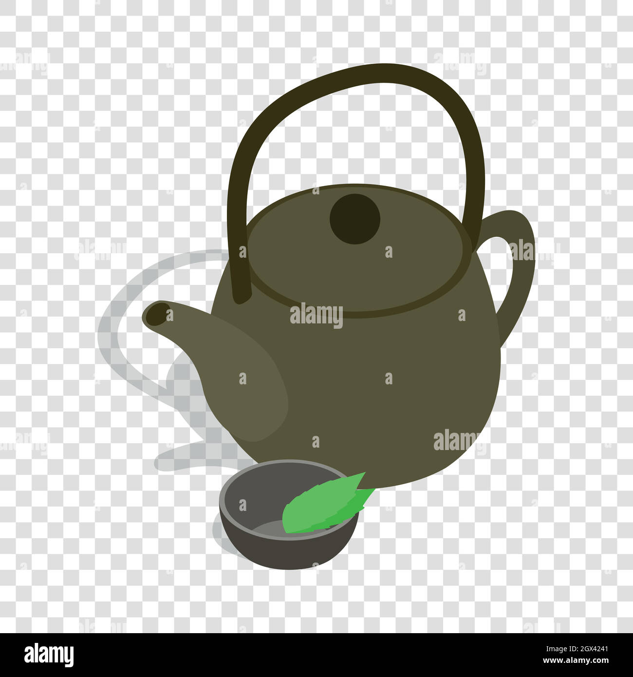 Teapot and cup of tea isometric icon Stock Vector