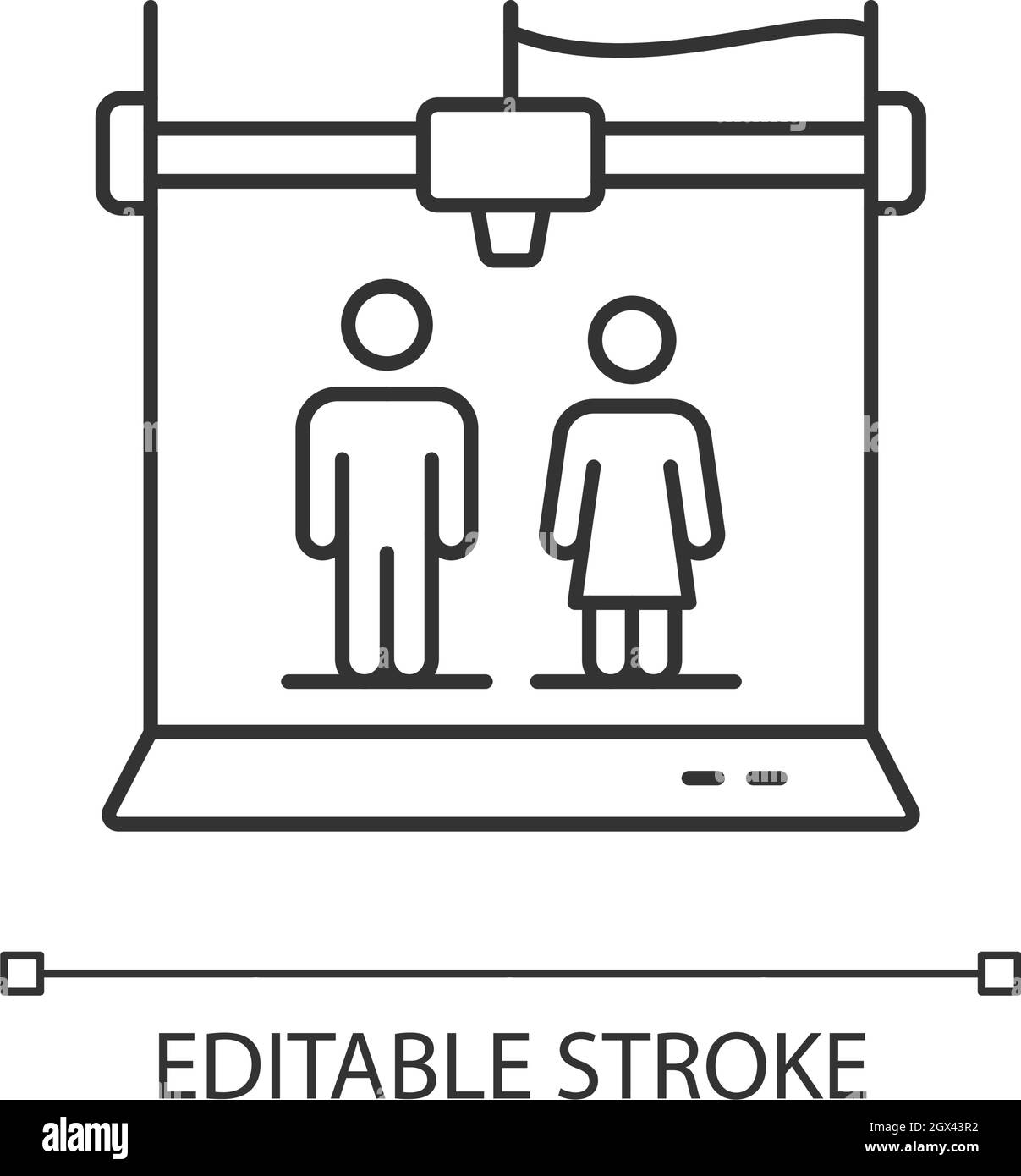 3d printed selfies linear icon Stock Vector