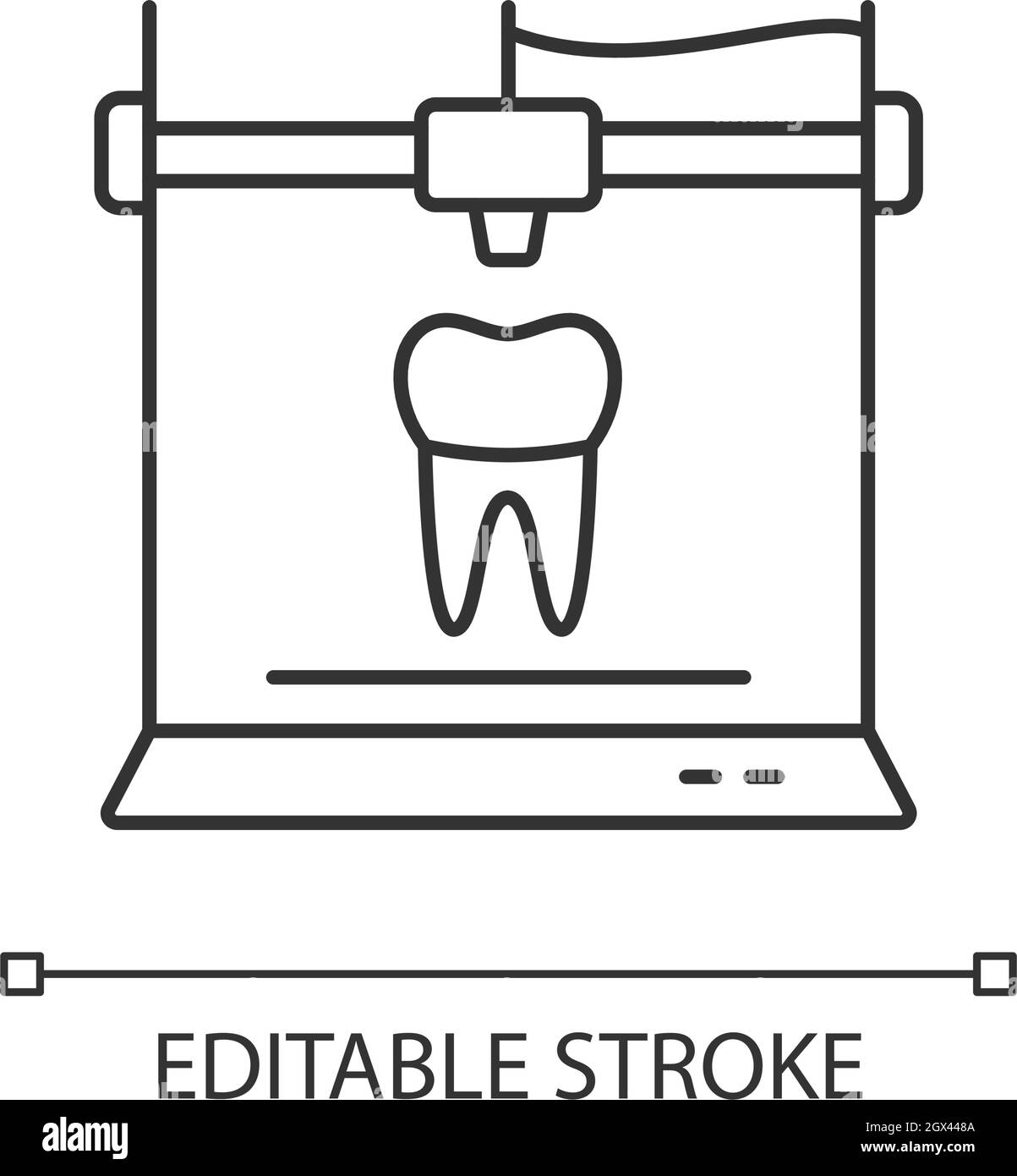 3d printing for dentistry linear icon Stock Vector
