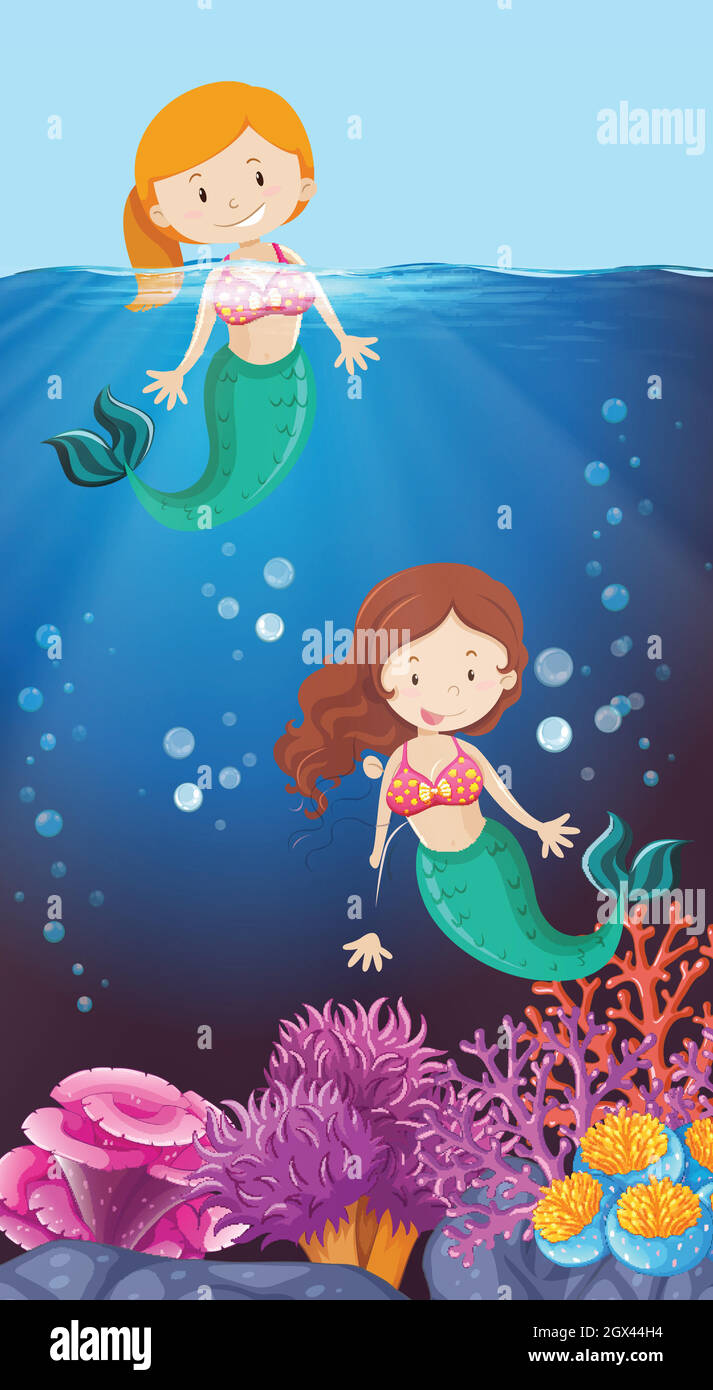 Happy mermaid in the ocean Stock Vector Image & Art - Alamy