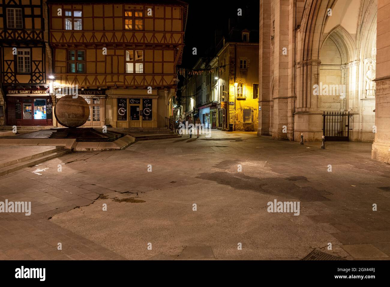 Place Saint-Vincent at night in Chalon-Sur-Saone, Eastern France. Stock Photo