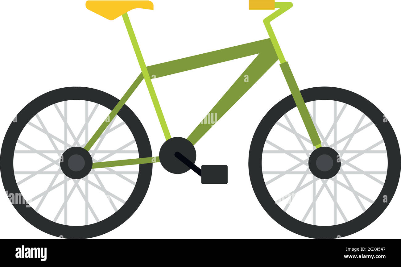 Green bike icon, flat style Stock Vector