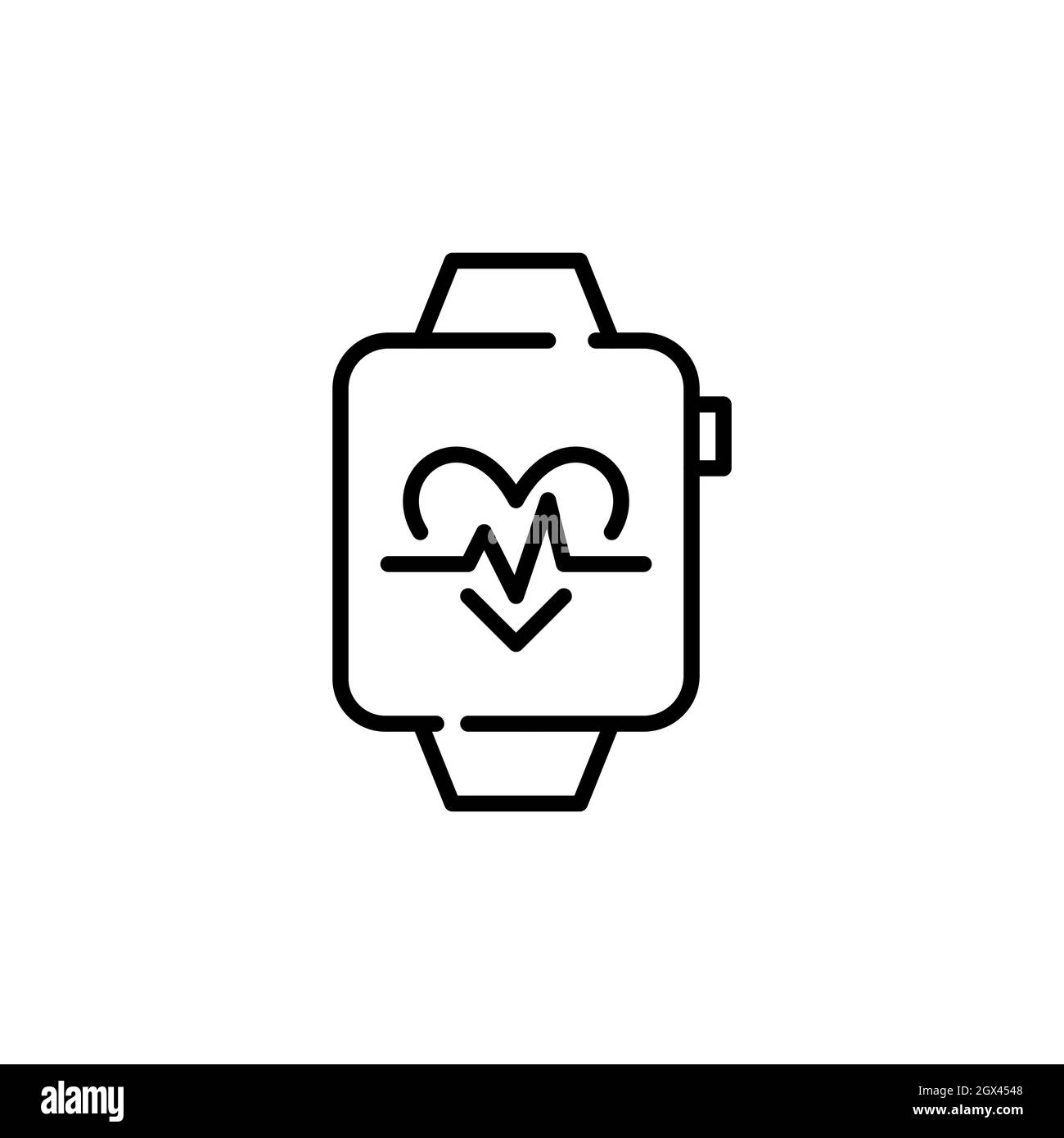 Smart watch exercise tracker app. Heart rate monitor icon. Pixel perfect, editable stroke Stock