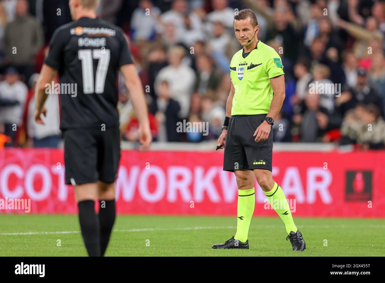 Copenhagen, Denmark. 03rd Oct, 2021. Referee Morten Krogh seen in