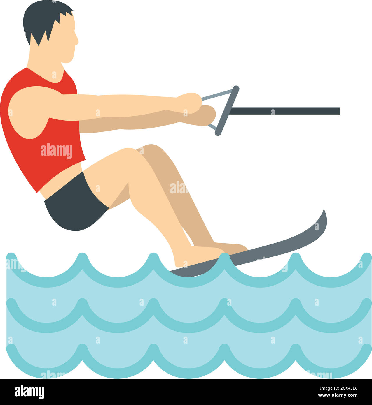 Water skiing icon, flat style Stock Vector