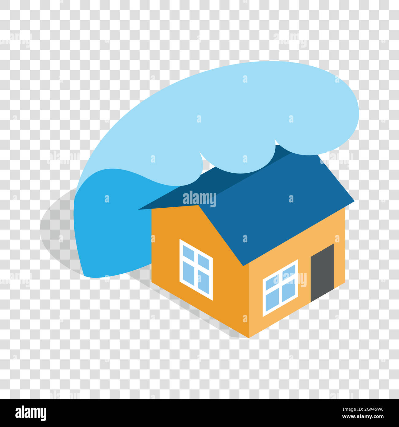 Big wave of tsunami over the house isometric icon Stock Vector Image ...