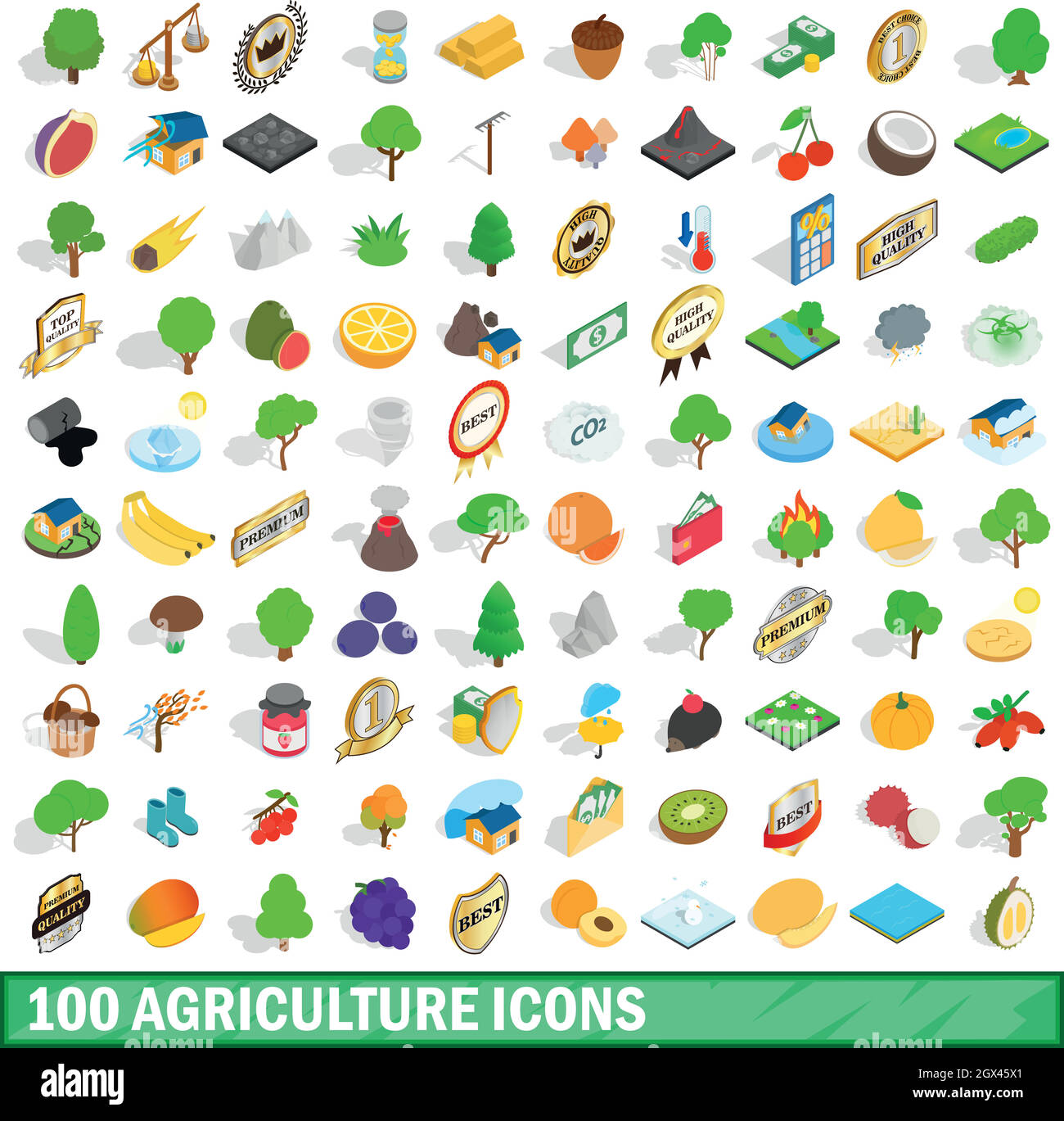 100 agriculture icons set, isometric 3d style Stock Vector Image & Art ...