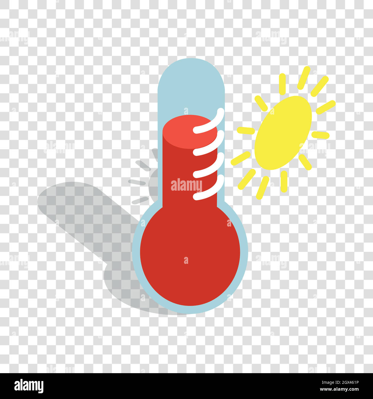 Thermometer indicates high temperature isometric Stock Vector Image ...