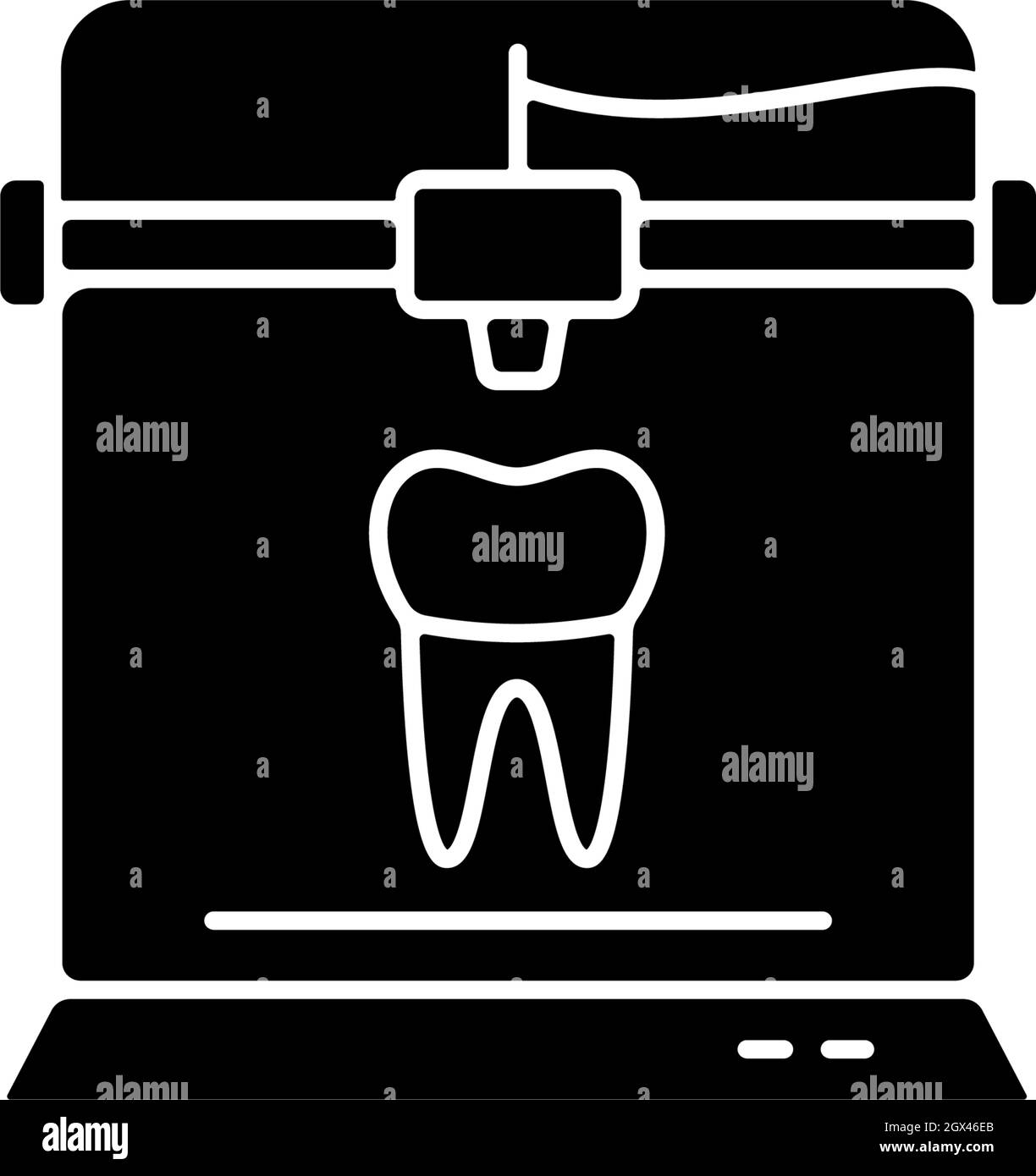 3d printing for dentistry black glyph icon Stock Vector
