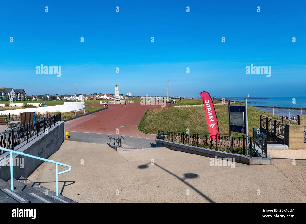 Whitley Bay, looking north towards St Mary's lighthouse Stock Photo Alamy
