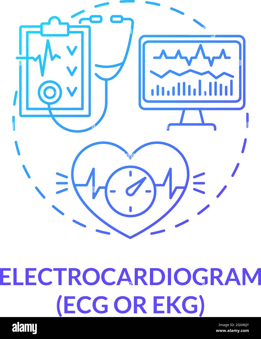 Electrocardiogram concept icon Stock Vector