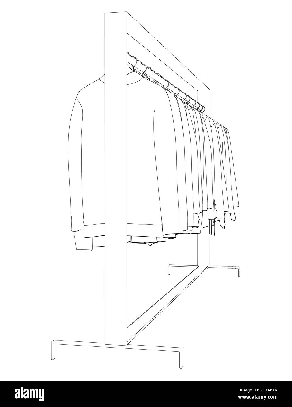 Outline of clothes hanging on a hanger isolated on white background ...