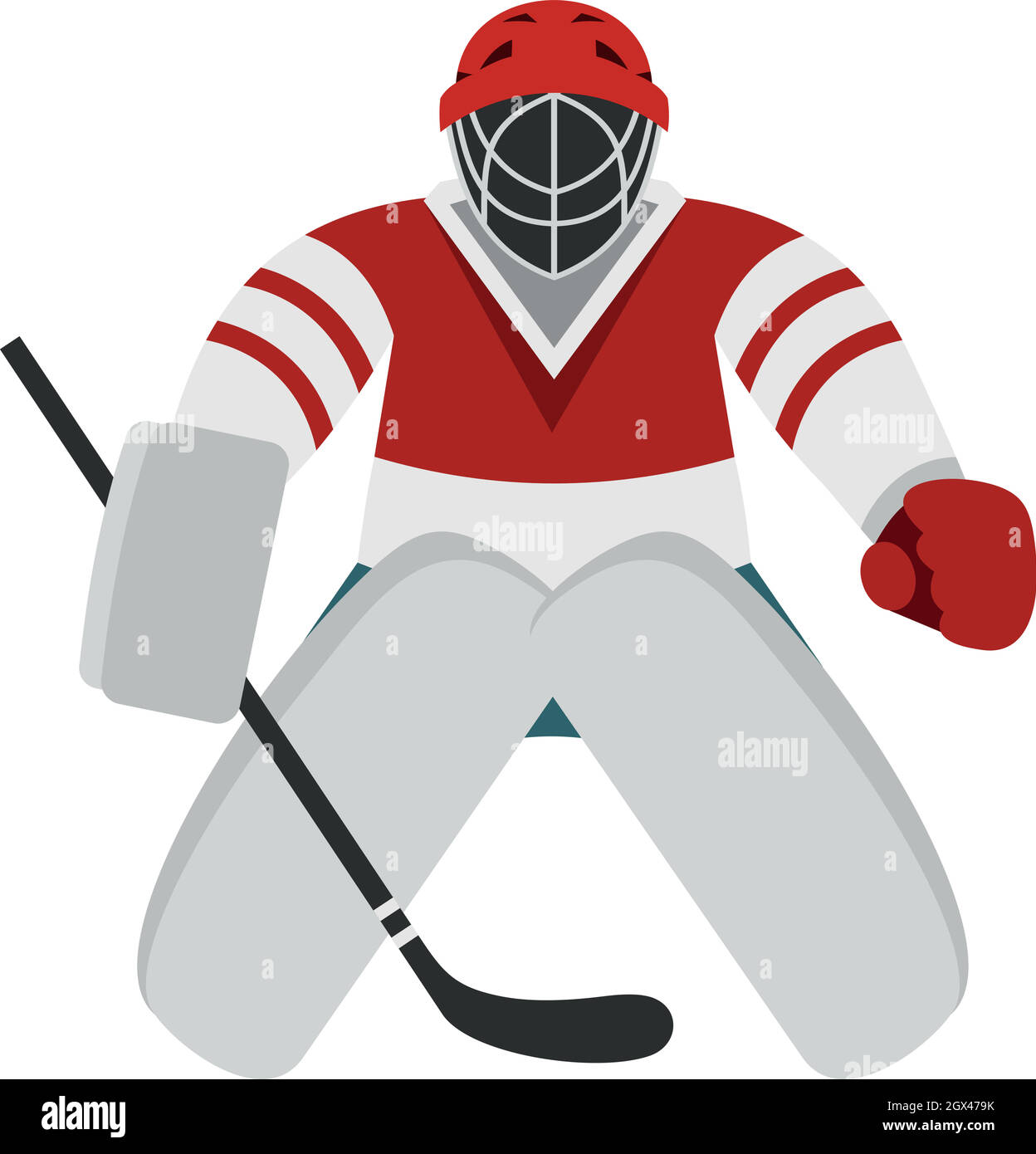 Hockey goalkeeper icon, flat style Stock Vector