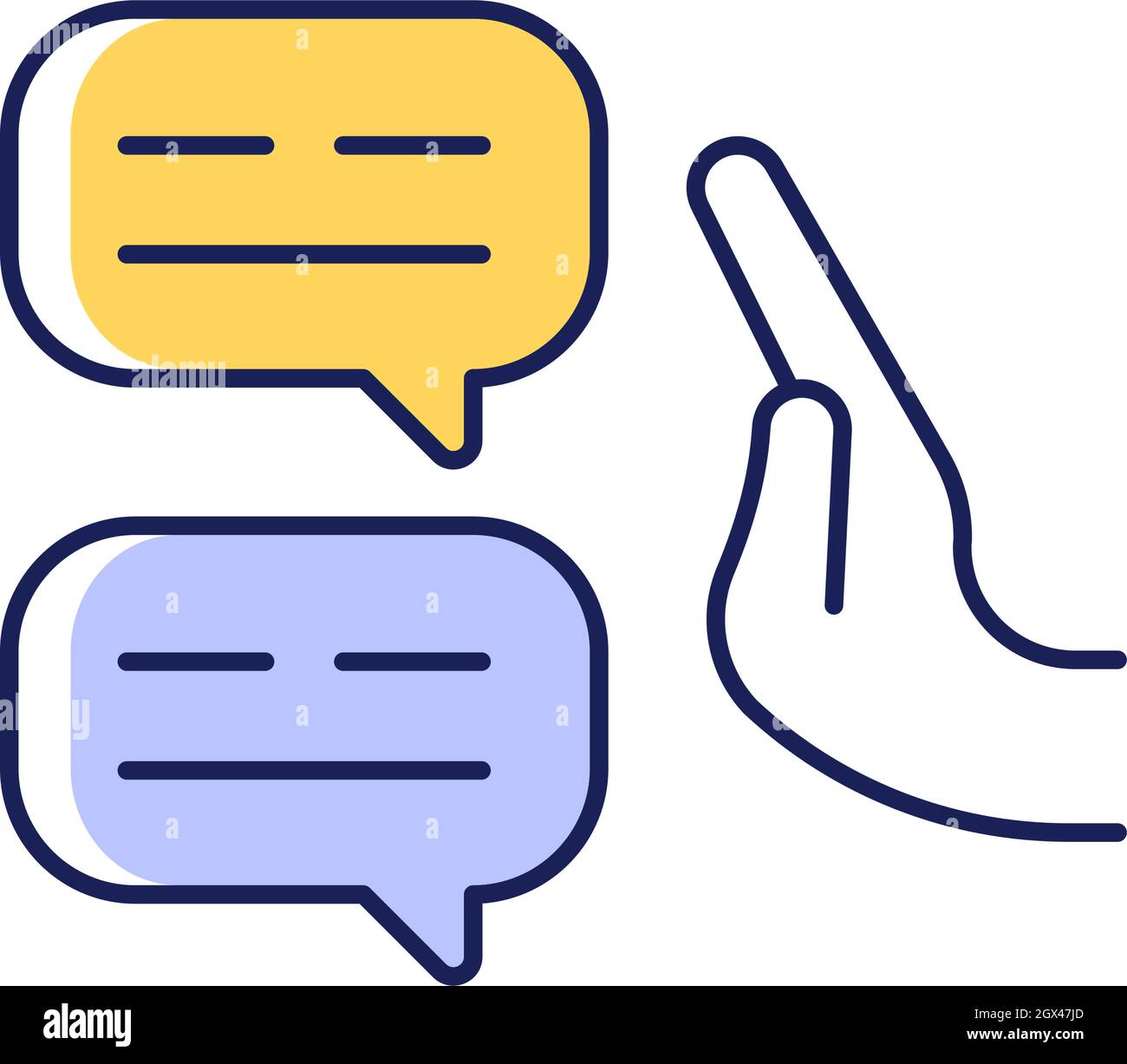 Sceptical view RGB color icon Stock Vector
