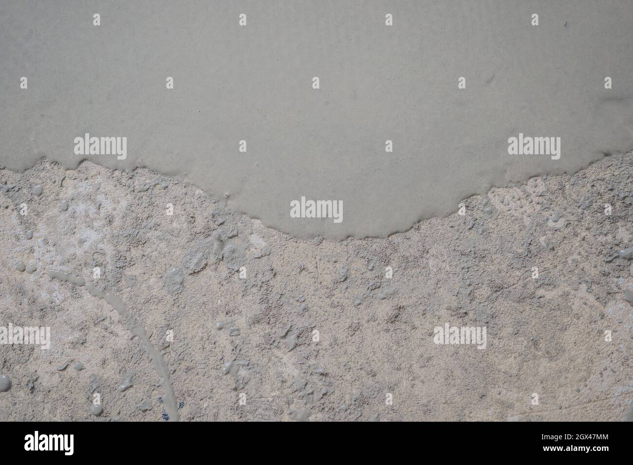 floor partially covering with self-levelling cement mortar Stock Photo