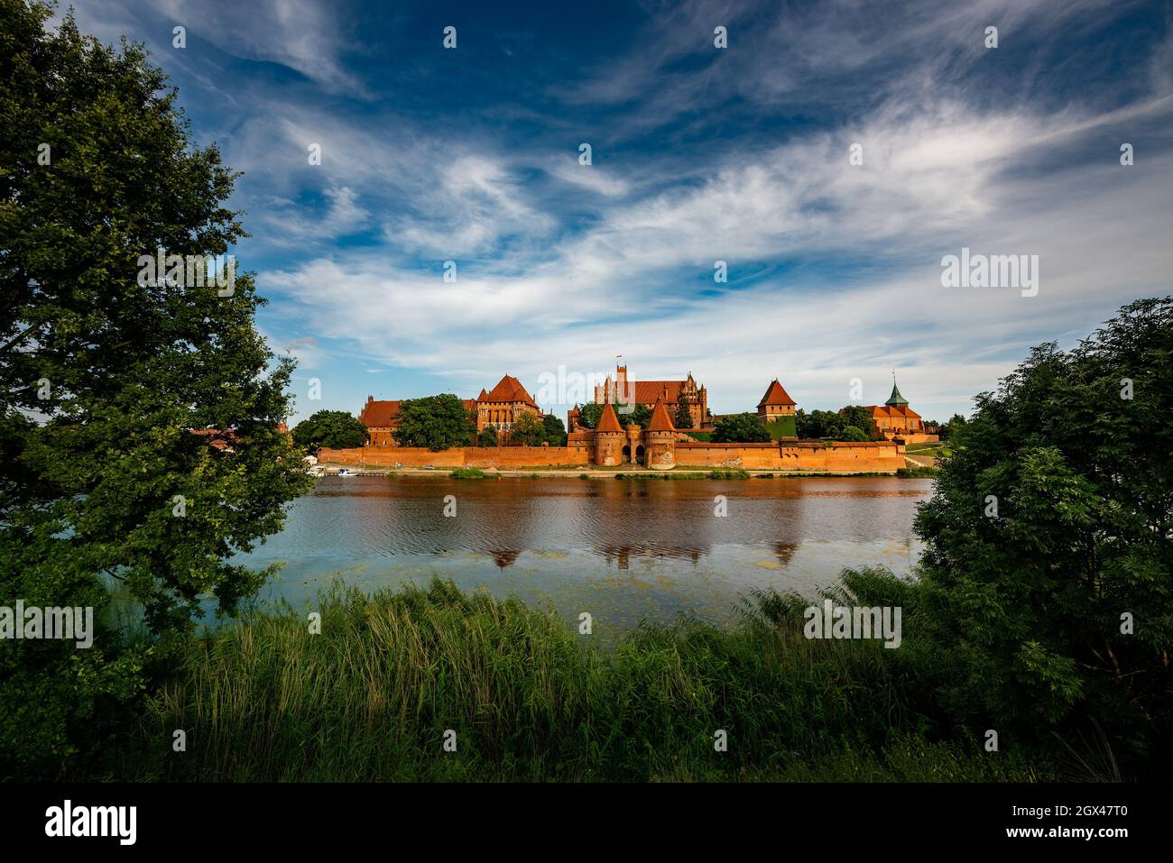 Malbork Castle 13th century fortified monastery Located by river Nogat in Poland Stock Photo