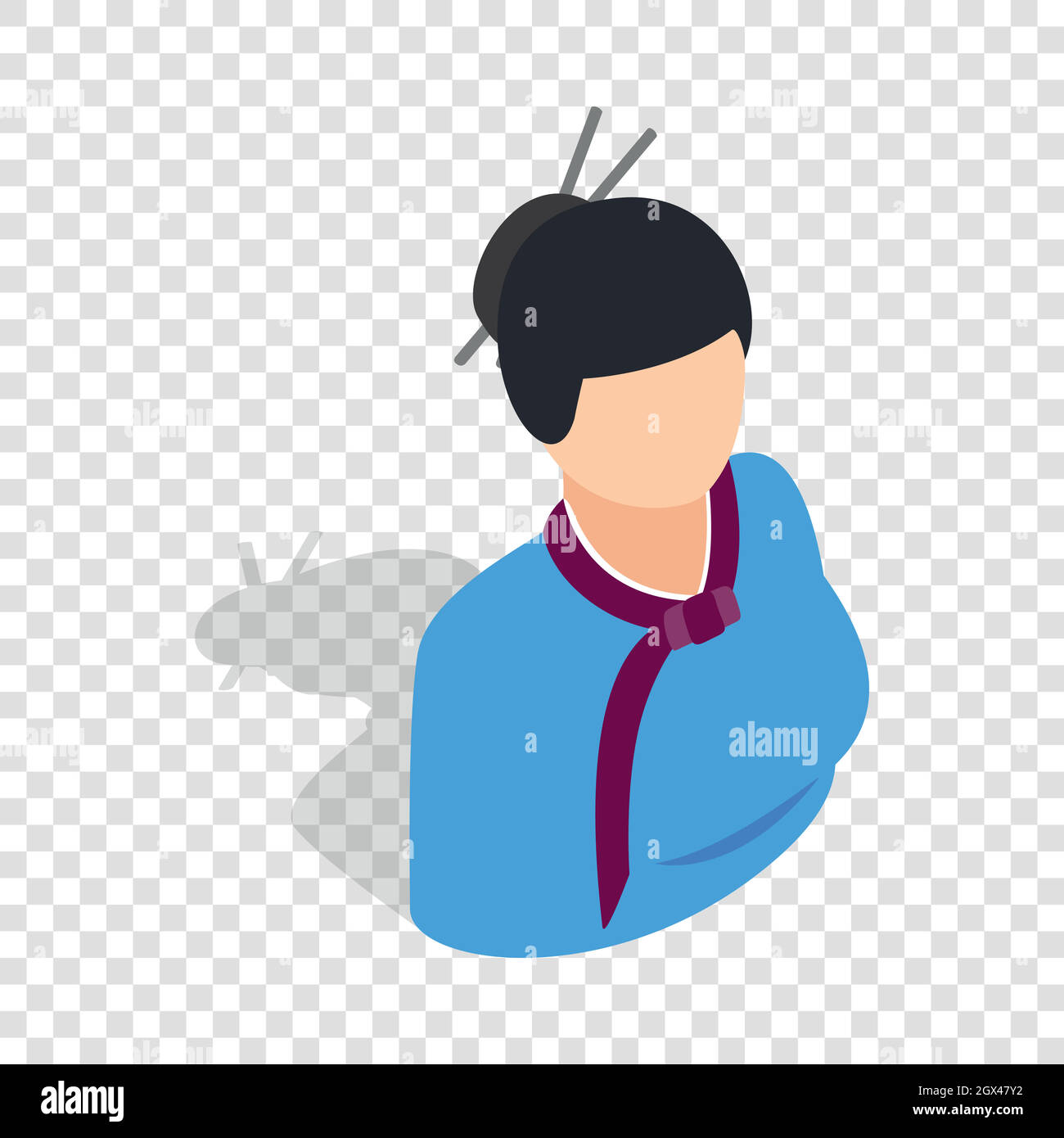 Girl in korean costume isometric icon Stock Vector