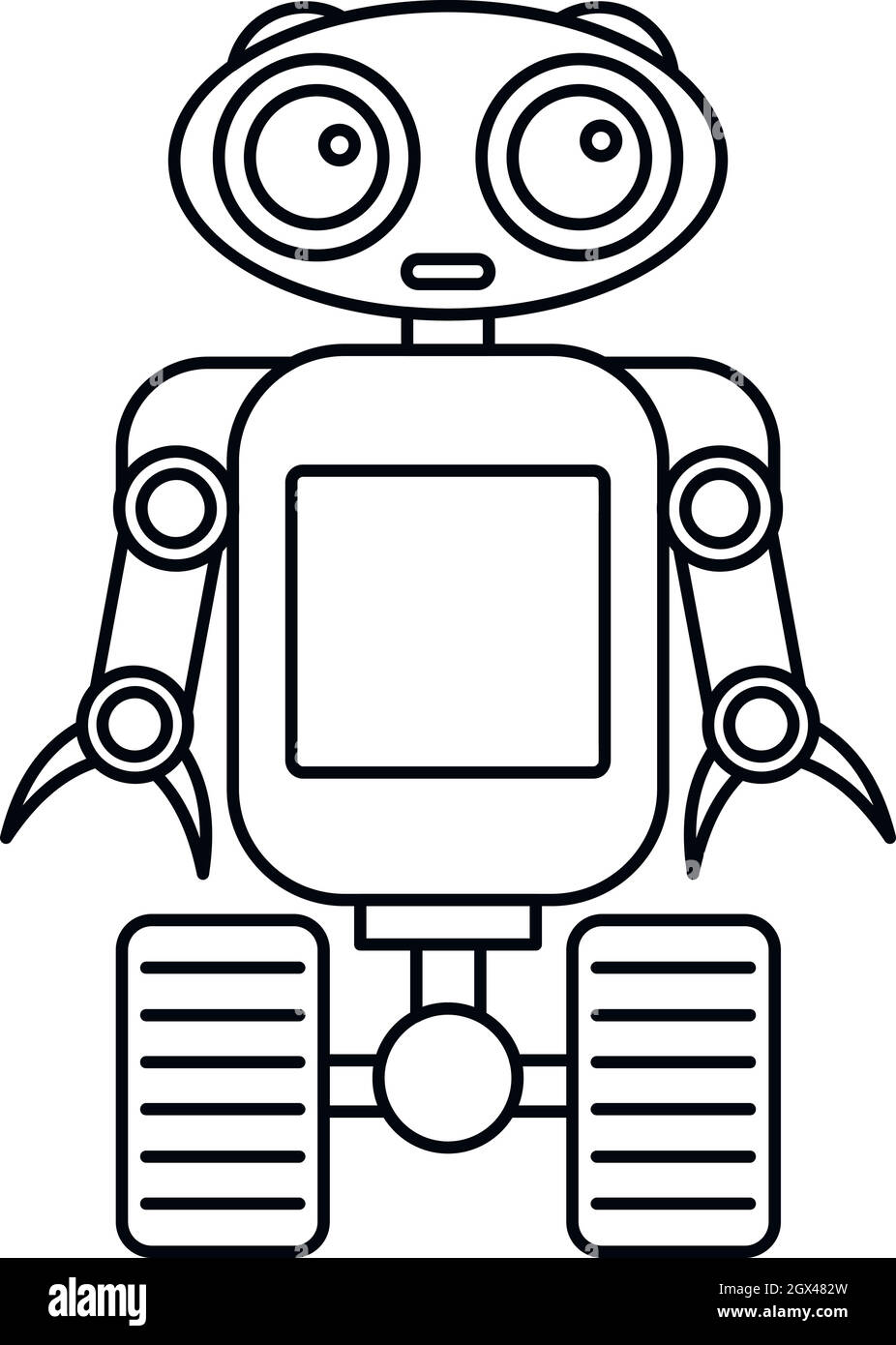 Cute robot on wheels icon, outline style Stock Vector Image & Art - Alamy