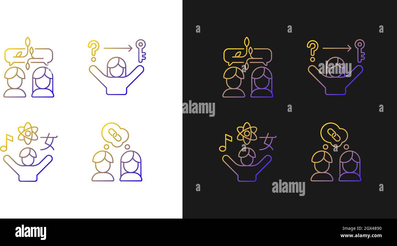 Communication skills gradient icons set for dark and light mode Stock Vector