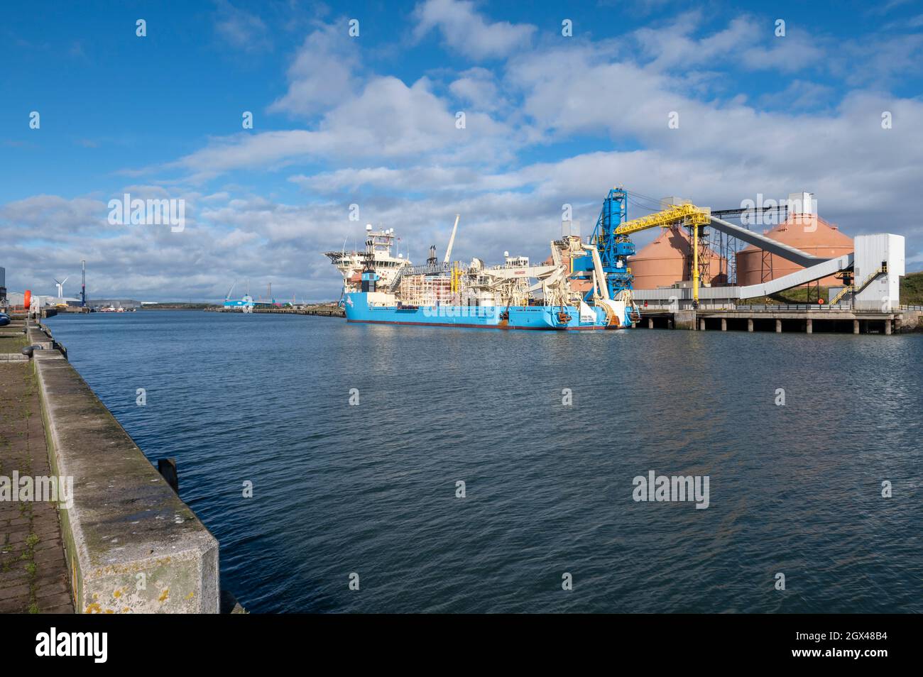 Maersk Connector is a cable laying ship moored at Blyth in