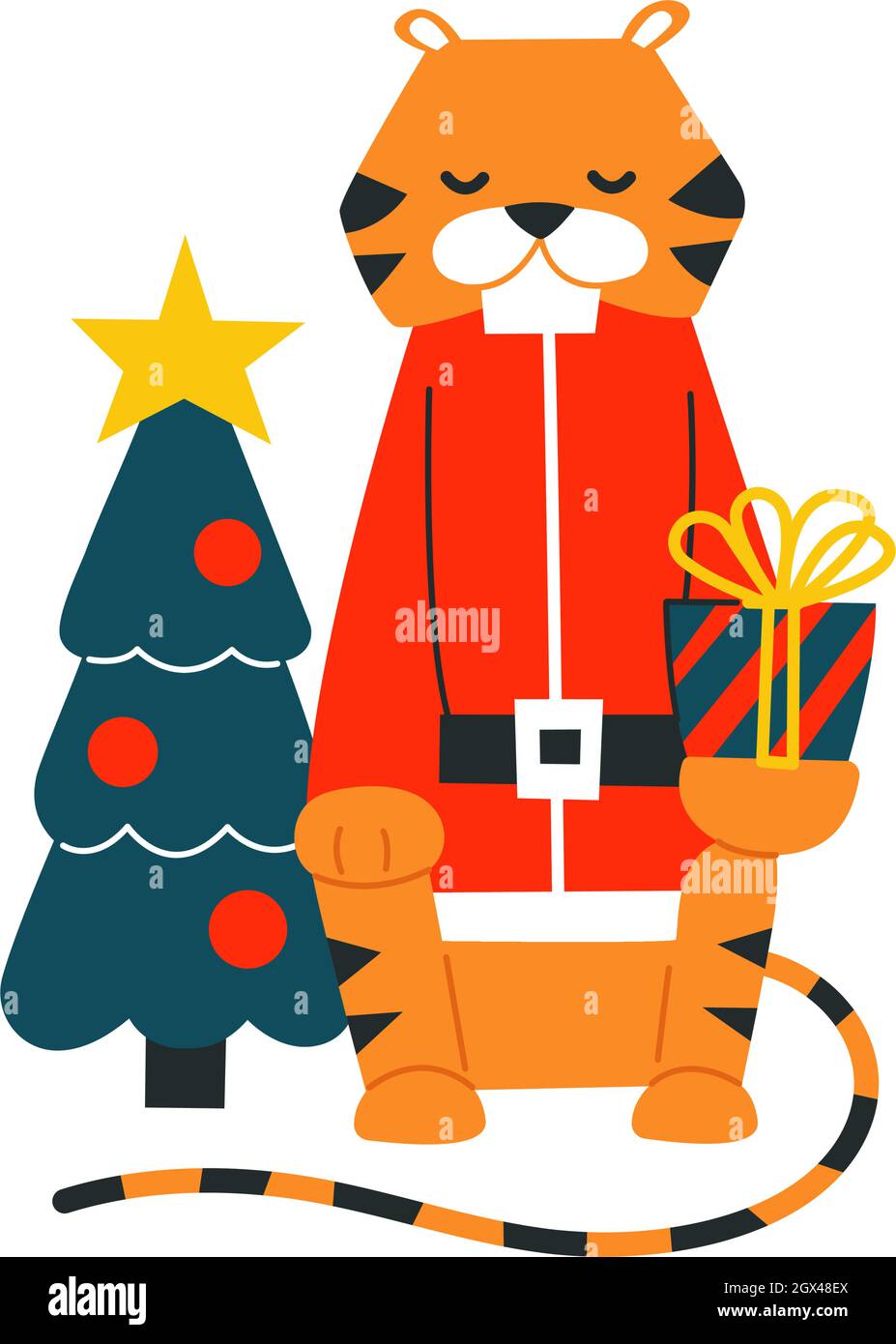 Cartoons Christmas 2022 Cute Cartoon Tiger. Happy New Year 2022. Chinese Horoscope. Vector Isolated  Illustration. Merry Christmas. Cute Character With Christmas Tree And Stock  Vector Image & Art - Alamy
