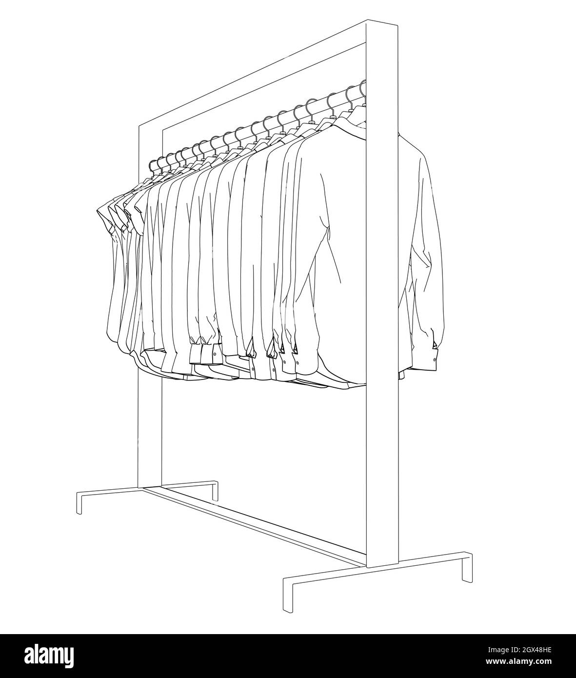 Outline of clothes hanging on a hanger isolated on white background ...