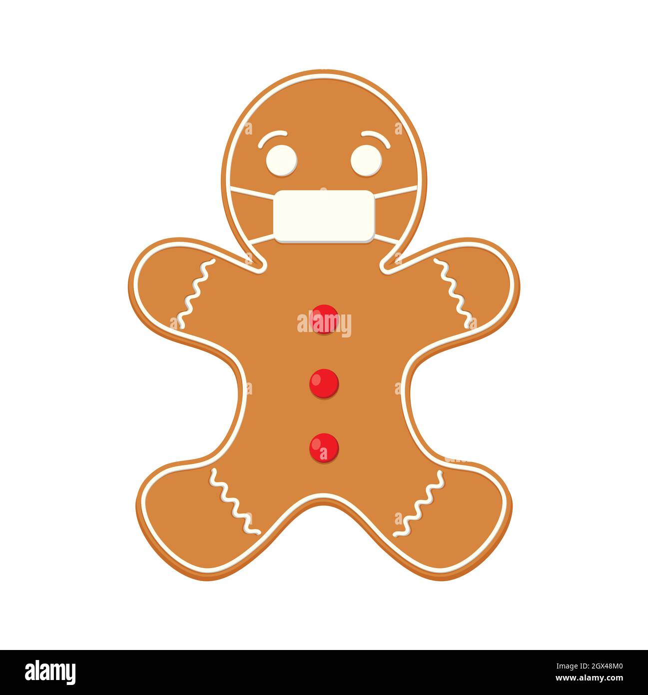 Gingerbread man cookie vector illustration isolated on white background. Stock Vector