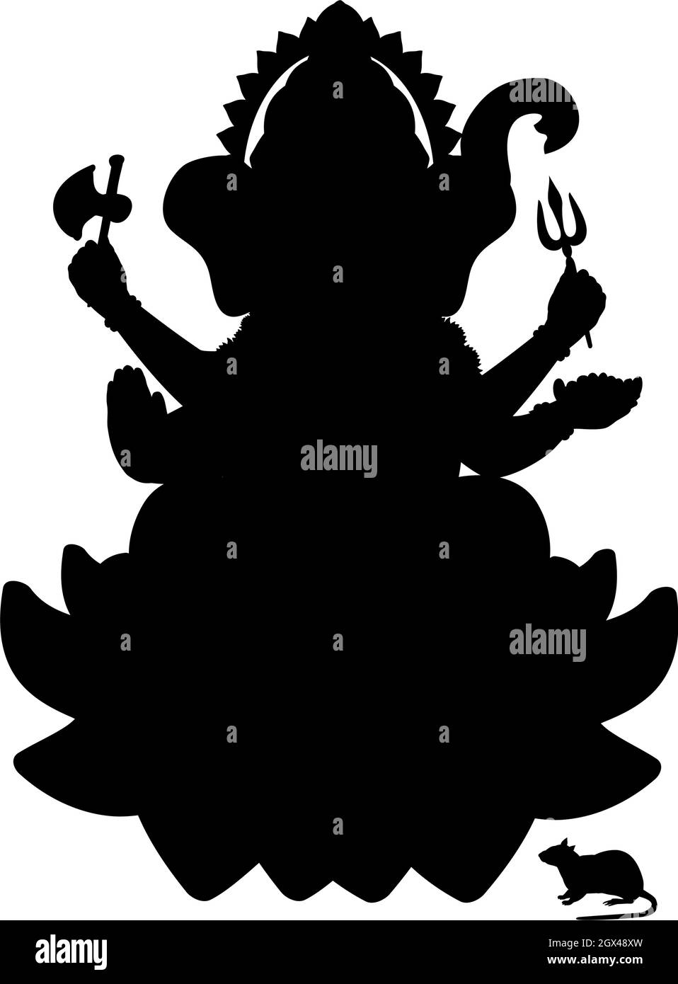 Silhouette of Indian Goddess Genesha. Happy Genesha Chaturhti. Pancha Ganapati festival. Illustration symbol icon Stock Vector